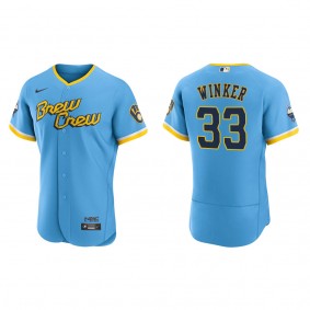 Men's Jesse Winker Milwaukee Brewers Powder Blue City Connect Authentic Jersey