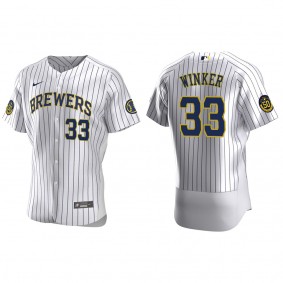 Men's Jesse Winker Milwaukee Brewers White Authentic Home Jersey