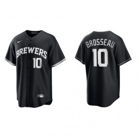 Men's Mike Brosseau Milwaukee Brewers Black White Replica Official Jersey