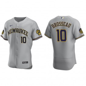 Men's Mike Brosseau Milwaukee Brewers Gray Authentic Road Jersey