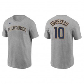Men's Mike Brosseau Milwaukee Brewers Gray Name & Number T-Shirt