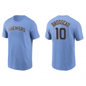 Men's Mike Brosseau Milwaukee Brewers Light Blue Name & Number T-Shirt