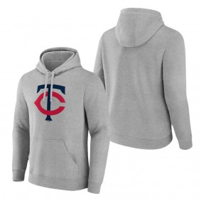 Men's Minnesota Twins Heather Gray Official Logo Fitted Pullover Hoodie