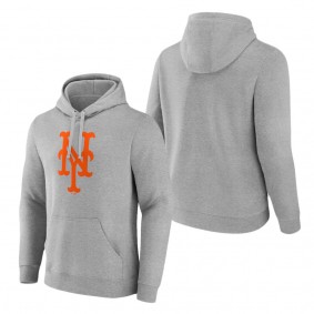 Men's New York Mets Heather Gray Official Logo Fitted Pullover Hoodie