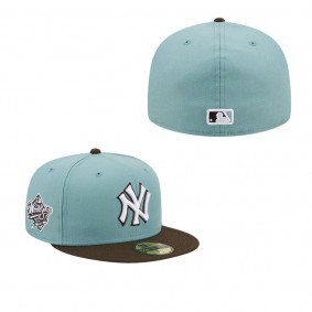 Men's New York Yankees Light Blue Brown 1999 World Series Beach Kiss 59FIFTY Fitted Hat