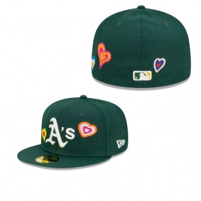 Men's Oakland Athletics Green Chain Stitch Heart 59FIFTY Fitted Hat