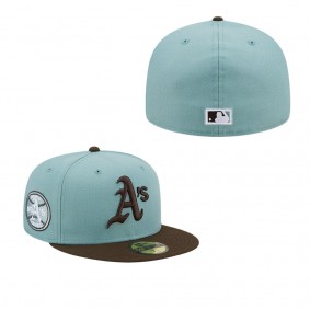 Men's Oakland Athletics Light Blue Brown 1973 World Series Beach Kiss 59FIFTY Fitted Hat