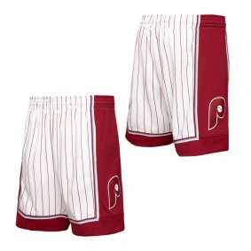 Men's Philadelphia Phillies Mitchell & Ness White Red Team ID Mesh Shorts
