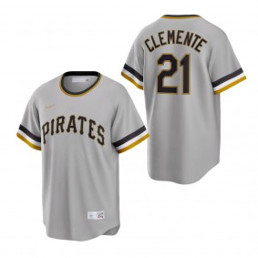 Men's Pittsburgh Pirates Roberto Clemente Gray Road Cooperstown Collection Player Jersey