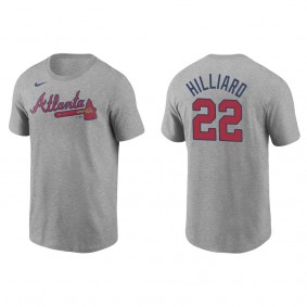 Men's Atlanta Braves Sam Hilliard Gray Name & Number T-Shirt