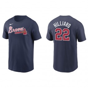 Men's Atlanta Braves Sam Hilliard Navy Name & Number T-Shirt