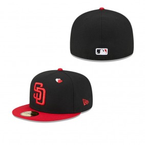 Men's San Diego Padres Black Red Heart Eyes 59FIFTY Fitted Hat