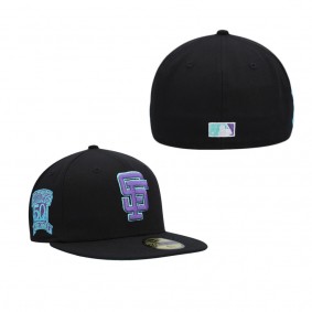 Men's San Francisco Giants Black 50th Anniversary in San Francisco Black Light 59FIFTY Fitted Hat