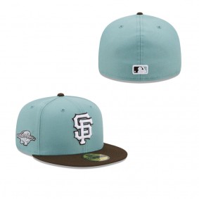 Men's San Francisco Giants Light Blue Brown 2002 World Series Beach Kiss 59FIFTY Fitted Hat