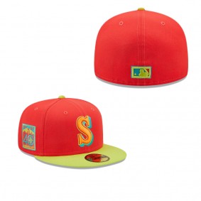Men's Seattle Mariners Red Neon Green 40th Anniversary Lava Highlighter Combo 59FIFTY Fitted Hat