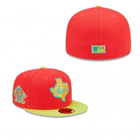 Men's Texas Rangers Red Neon Green Arlington Stadium Lava Highlighter Combo 59FIFTY Fitted Hat
