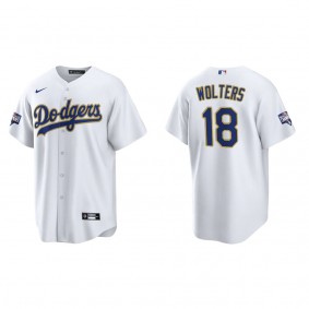 Men's Los Angeles Dodgers Tony Wolters White Gold Gold Program Replica Jersey