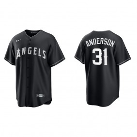 Men's Los Angeles Angels Tyler Anderson Black White Replica Official Jersey