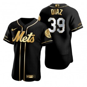 New York Mets Edwin Diaz Nike Black Golden Edition Authentic Jersey