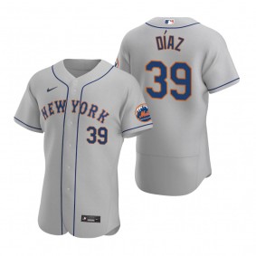 Men's New York Mets Edwin Diaz Nike Gray Authentic 2020 Road Jersey