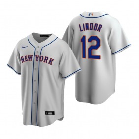 New York Mets Francisco Lindor Nike Gray Replica Road Jersey