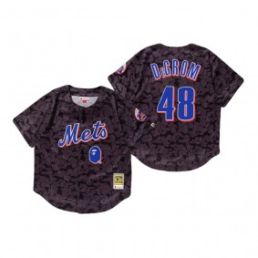 New York Mets Jacob deGrom Charcoal BAPE x Mitchell & Ness Jersey