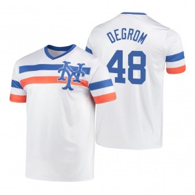 New York Mets Jacob deGrom White Cooperstown Collection V-Neck Jersey