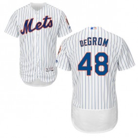 Male New York Mets #48 Jacob deGrom White Flexbase Collection Jersey