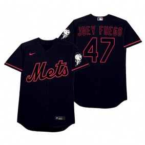 New York Mets Joey Lucchesi Joey Fuego Black 2021 Players' Weekend Nickname Jersey