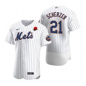 New York Mets Max Scherzer Poppy Patch Authentic White Memorial Day Jersey