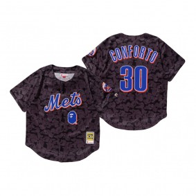 New York Mets Michael Conforto Charcoal BAPE x Mitchell & Ness Jersey