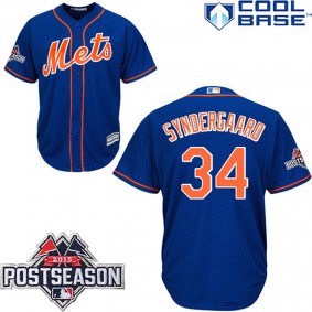 Male New York Mets #34 Noah Syndergaard Blue Cool Base Alternate Jersey