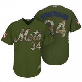 Male New York Mets #34 Noah Syndergaard Camo Olive Salute Official Cool Base Player Jersey