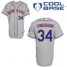 Male New York Mets #34 Noah Syndergaard Gray Cool Base Road Jersey