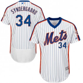 Male New York Mets #34 Noah Syndergaard White Alternate Flexbase Collection Player Jersey