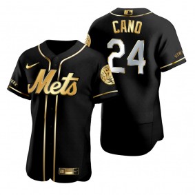 New York Mets Robinson Cano Nike Black Golden Edition Authentic Jersey