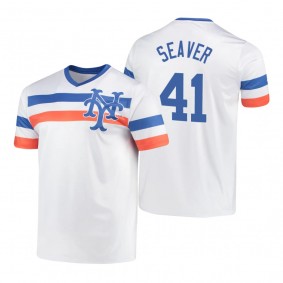New York Mets Tom Seaver White Cooperstown Collection V-Neck Jersey