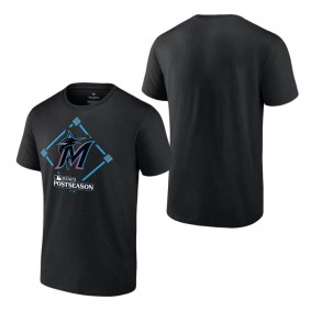 Men's Miami Marlins Fanatics Branded Black 2023 Postseason Around the Horn T-Shirt