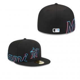 Men's Miami Marlins Black Arch 59FIFTY Fitted Hat