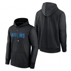 Men's Miami Marlins Black Authentic Collection Pregame Performance Pullover Hoodie