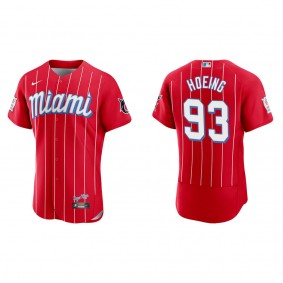 Men's Miami Marlins Bryan Hoeing Red City Connect Authentic Jersey