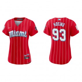 Women's Miami Marlins Bryan Hoeing Red City Connect Replica Jersey