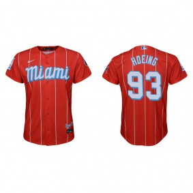 Youth Miami Marlins Bryan Hoeing Red City Connect Replica Jersey