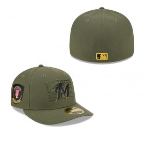 Men's Miami Marlins Green 2023 Armed Forces Day Low Profile 59FIFTY Fitted Hat