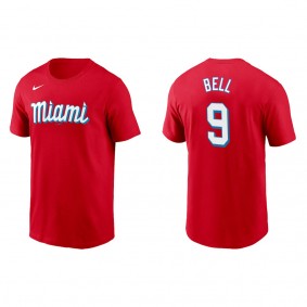 Men's Miami Marlins Josh Bell Red City Connect Wordmark T-Shirt