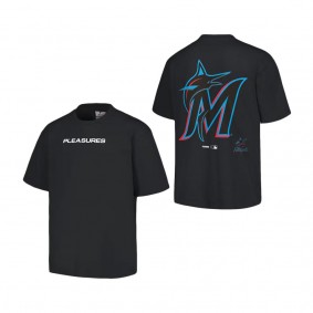 Men's Miami Marlins PLEASURES Black Ballpark T-Shirt