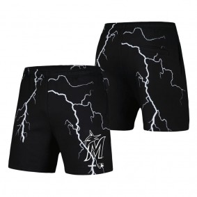 Men's Miami Marlins PLEASURES Black Lightning Shorts