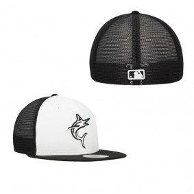 Men's Miami Marlins White Black 2023 On-Field Batting Practice 59FIFTY Fitted Hat