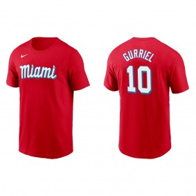 Men's Miami Marlins Yuli Gurriel Red City Connect Wordmark T-Shirt