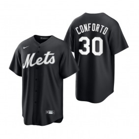 New York Mets Michael Conforto Nike Black White 2021 All Black Fashion Replica Jersey